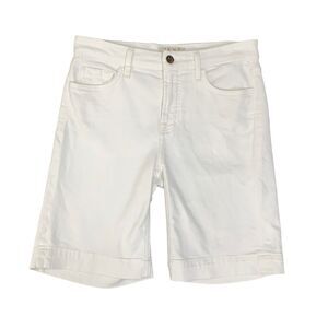 Jen7 7 For All Mankind Shorts Womens 4 White Denim Bermuda Stretch Zip Fly 9 In
